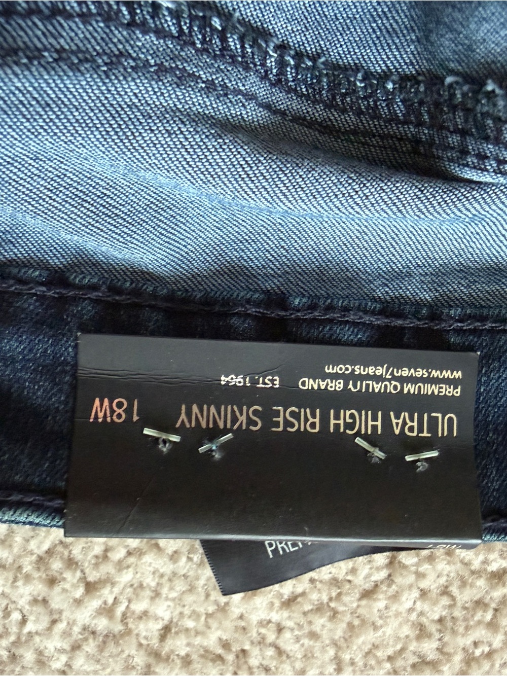 Seven7 Dark Blue Ultra High Rise Skinny Jeans with Lace-Up Detail - Picture 5 of 5